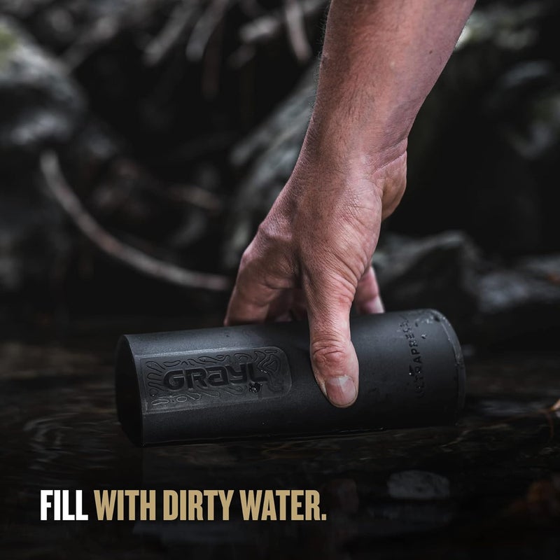 GRAYL UltraPress 16.9 oz Water Purifier & Filter Bottle for Hiking, Backpacking, Survival, Travel (Covert Black) - Image 2